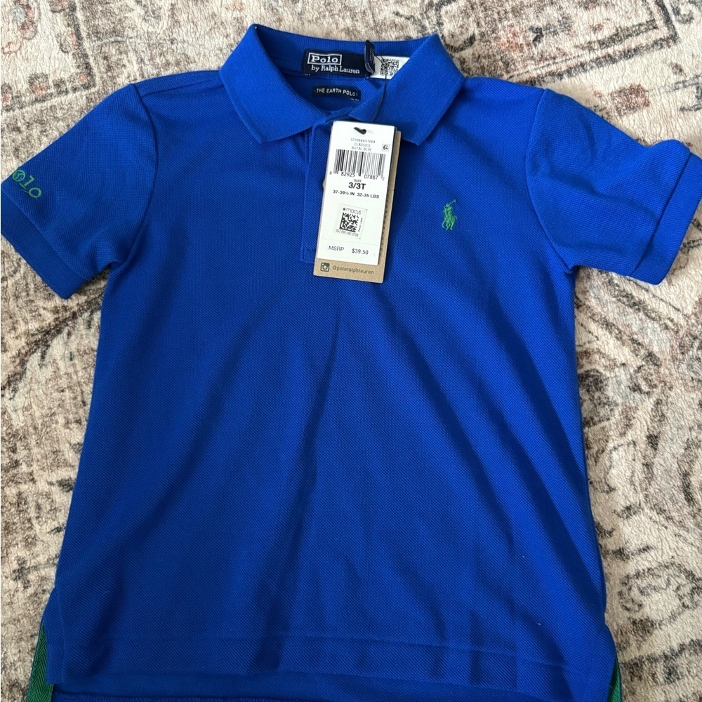 Ralph Lauren Boys Polo Shirt - Royal Blue with Green Pony- 3T